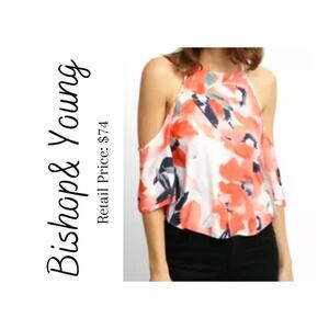 NWOT Bishop & Young Ava Floral Short Sleeve Cold Shoulder Blouse